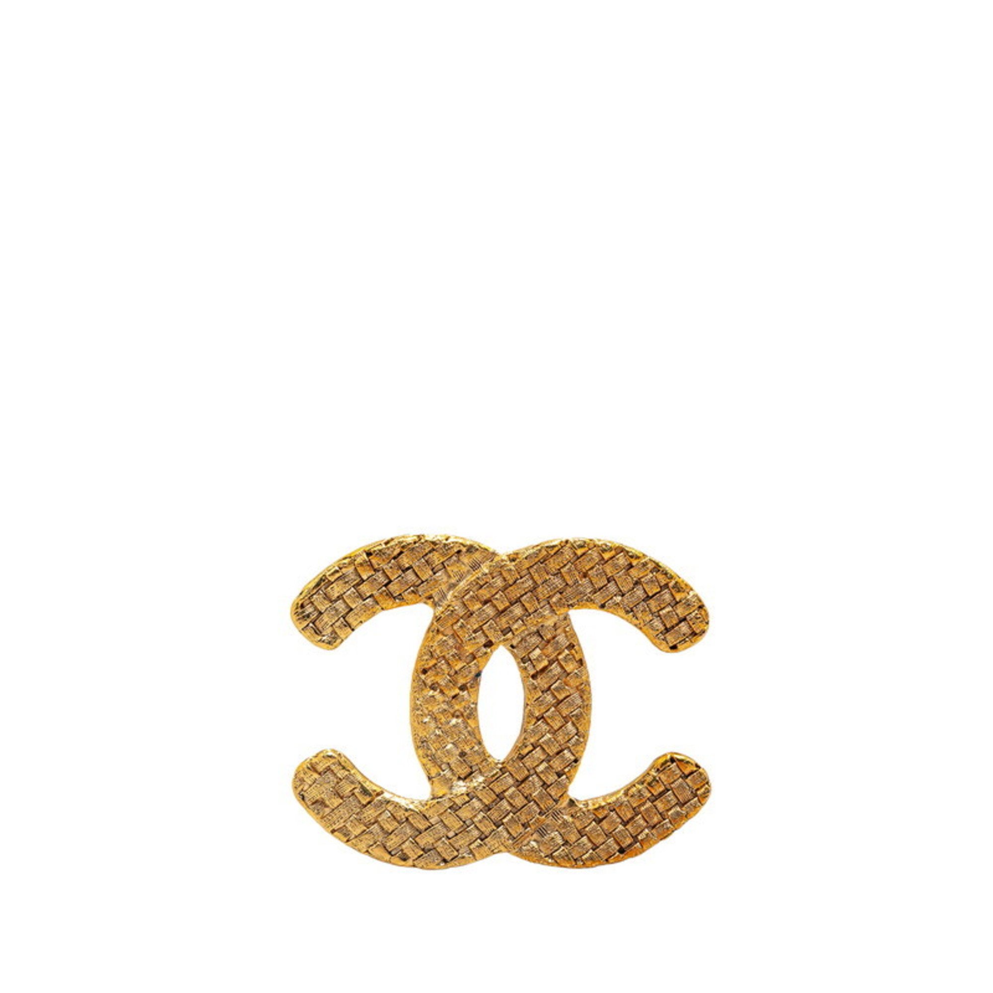 Chanel Coco Mark Brooch Gold Plated Women's CHANEL