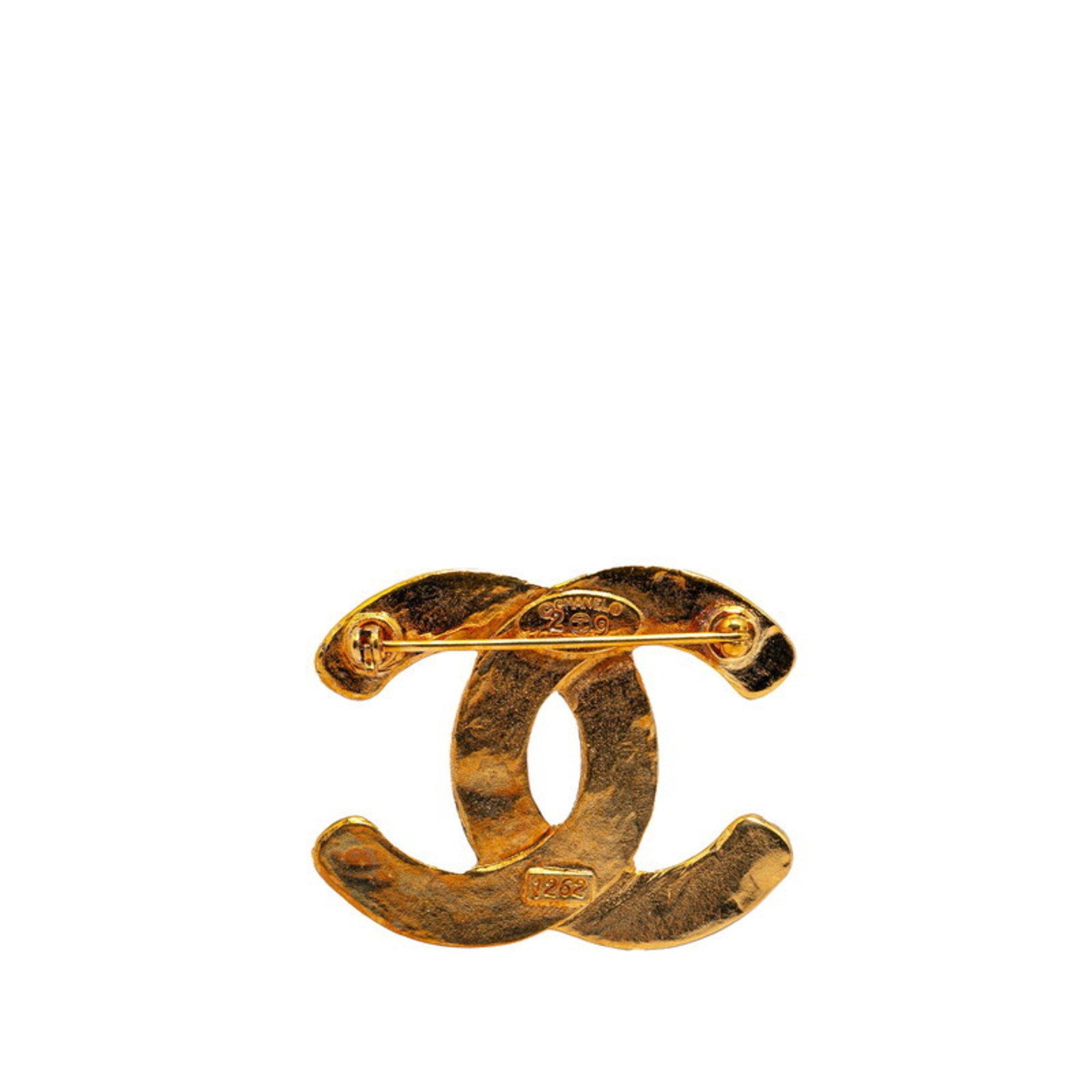 Chanel Coco Mark Brooch Gold Plated Women's CHANEL