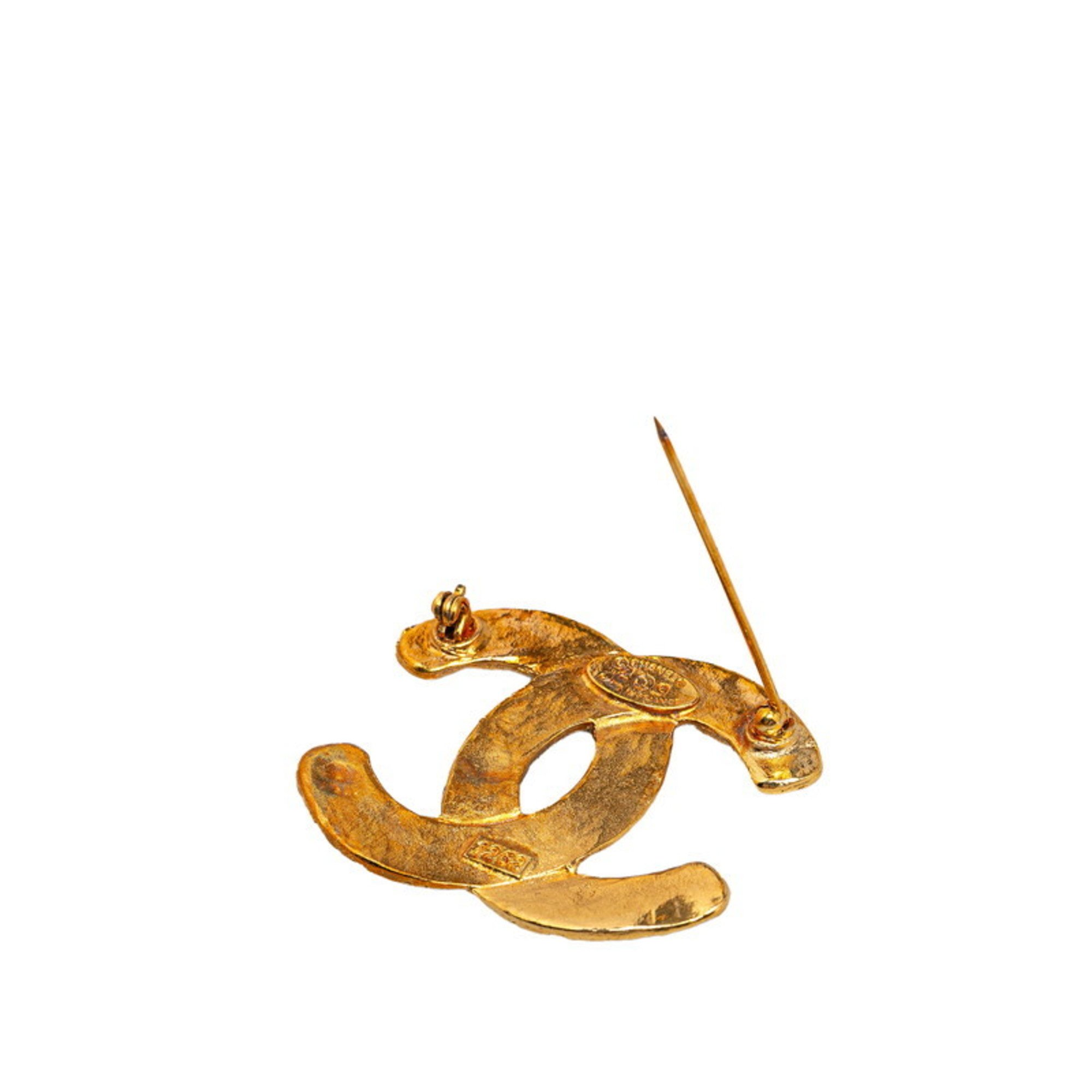 Chanel Coco Mark Brooch Gold Plated Women's CHANEL