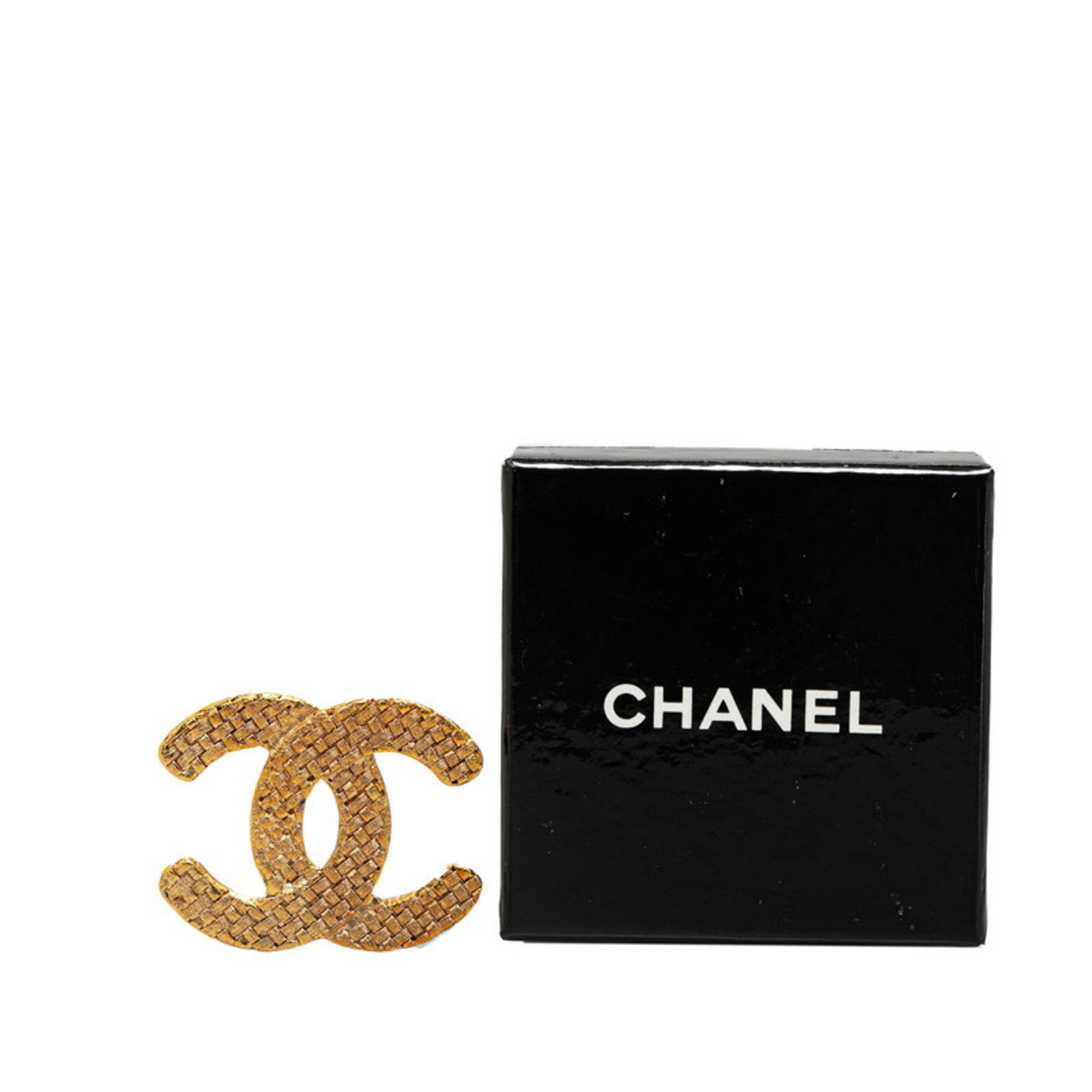 Chanel Coco Mark Brooch Gold Plated Women's CHANEL