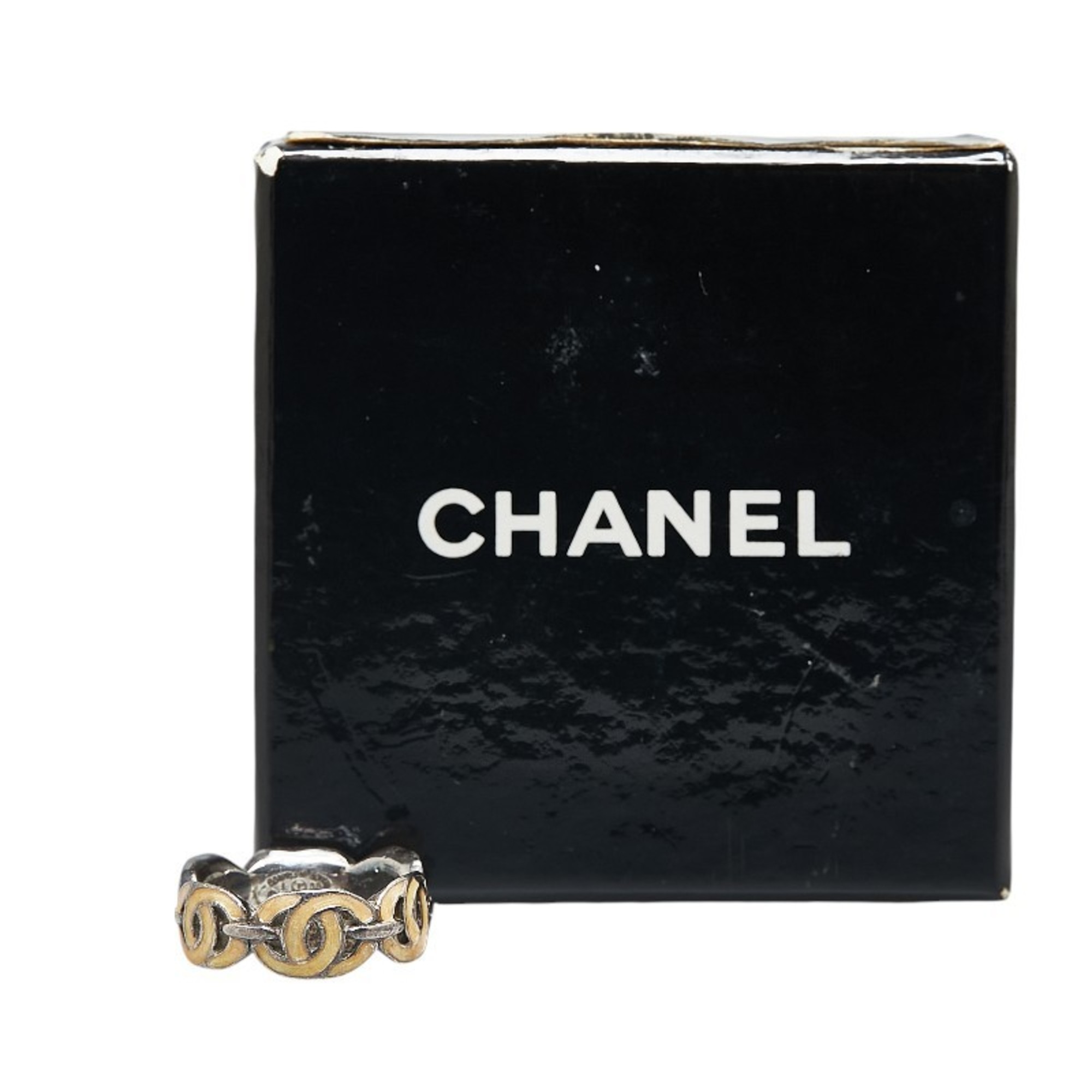 Chanel Coco Mark Ring, Silver, Beige, Metal, Women's, CHANEL