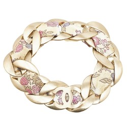 Chanel Coco Mark Flower Bracelet Gold Multicolor Plated Canvas Women's CHANEL