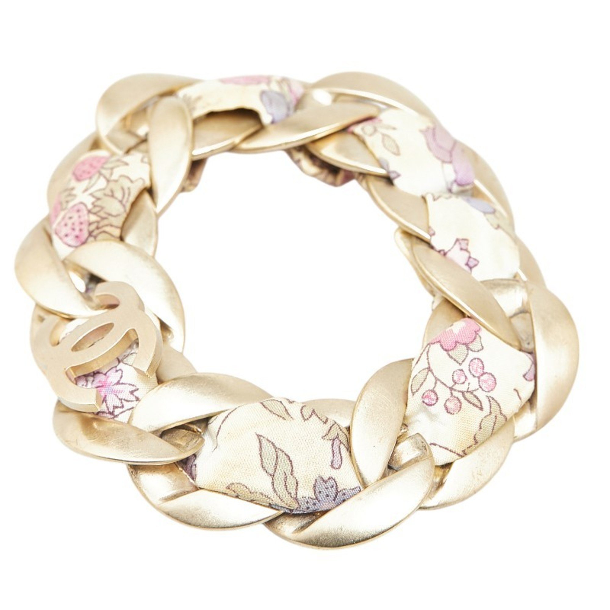 Chanel Coco Mark Flower Bracelet Gold Multicolor Plated Canvas Women's CHANEL