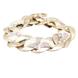 Chanel Coco Mark Flower Bracelet Gold Multicolor Plated Canvas Women's CHANEL