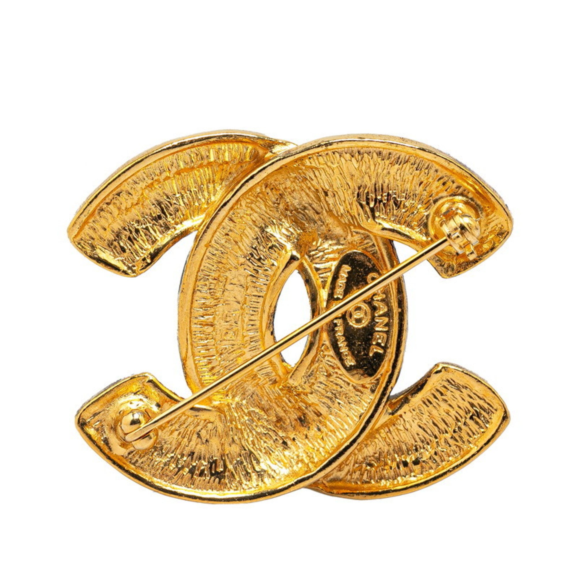 Chanel Matelasse Coco Mark Brooch Gold Plated Women's CHANEL