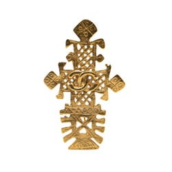 Chanel Coco Mark Cross Motif Brooch Gold Plated Women's CHANEL