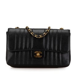 Chanel Mademoiselle Coco Mark Chain Shoulder Bag Black Caviar Skin Women's CHANEL