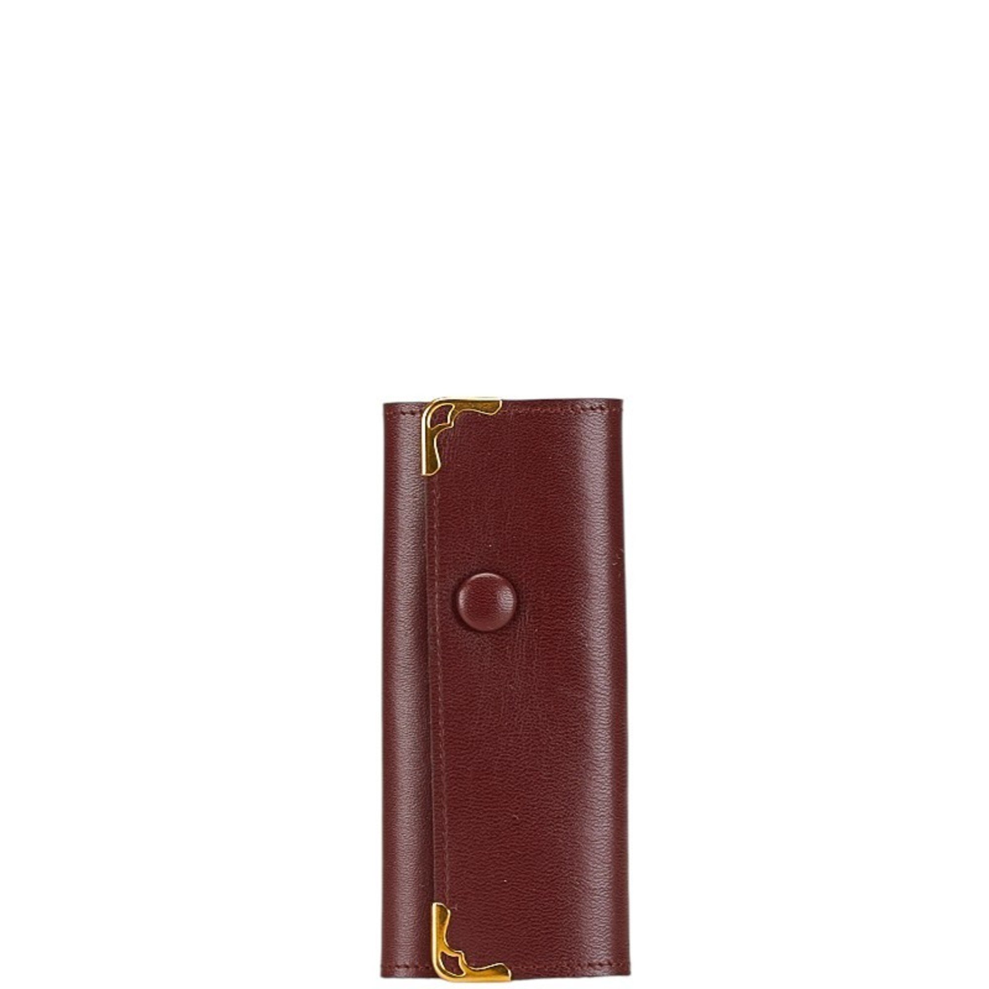 Cartier Must Line 4-ring key case, wine red, Bordeaux, leather, for women, CARTIER