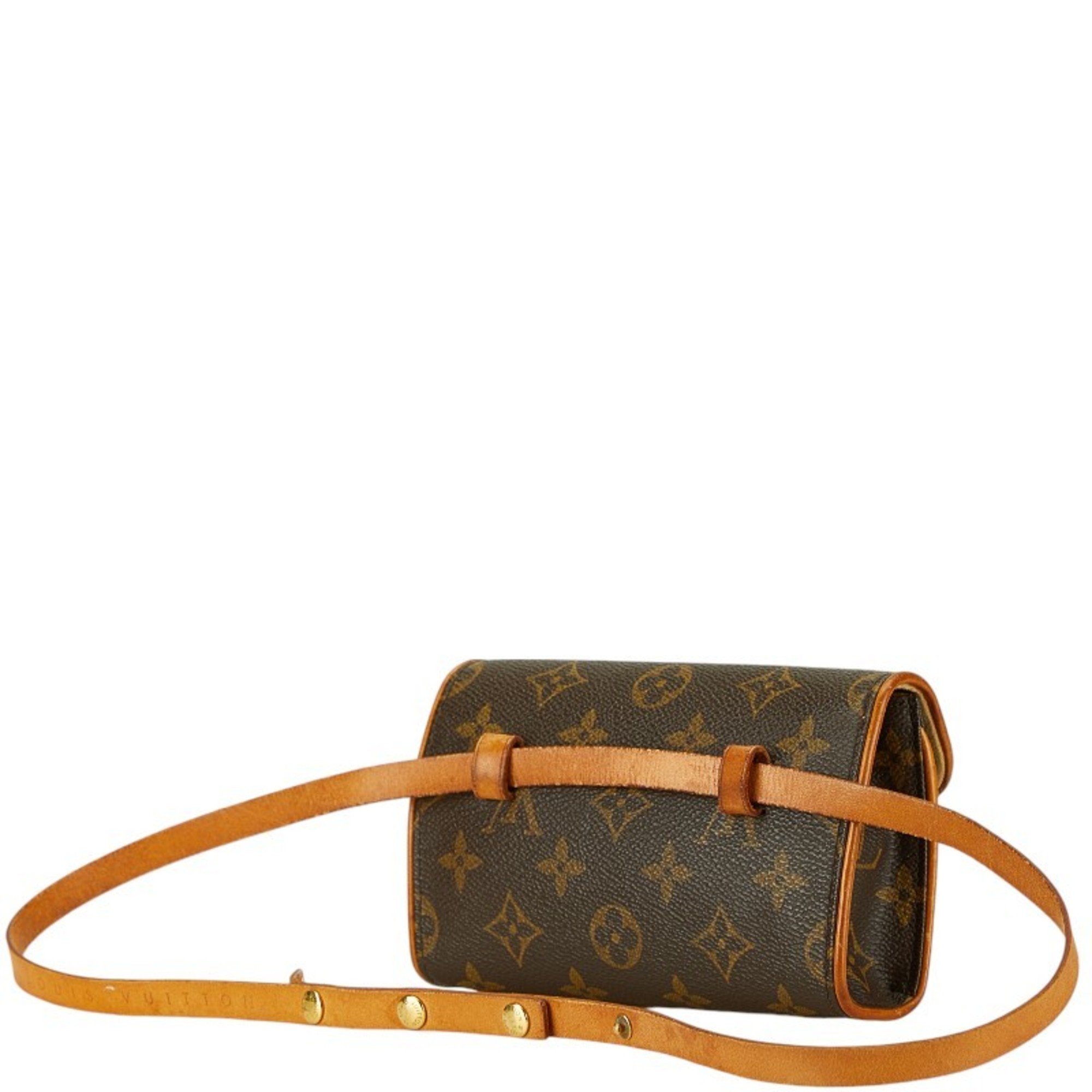 Louis Vuitton Monogram Pochette Florentine Body Bag Waist Shoulder M51855 Brown PVC Leather Women's LOUIS VUITTON