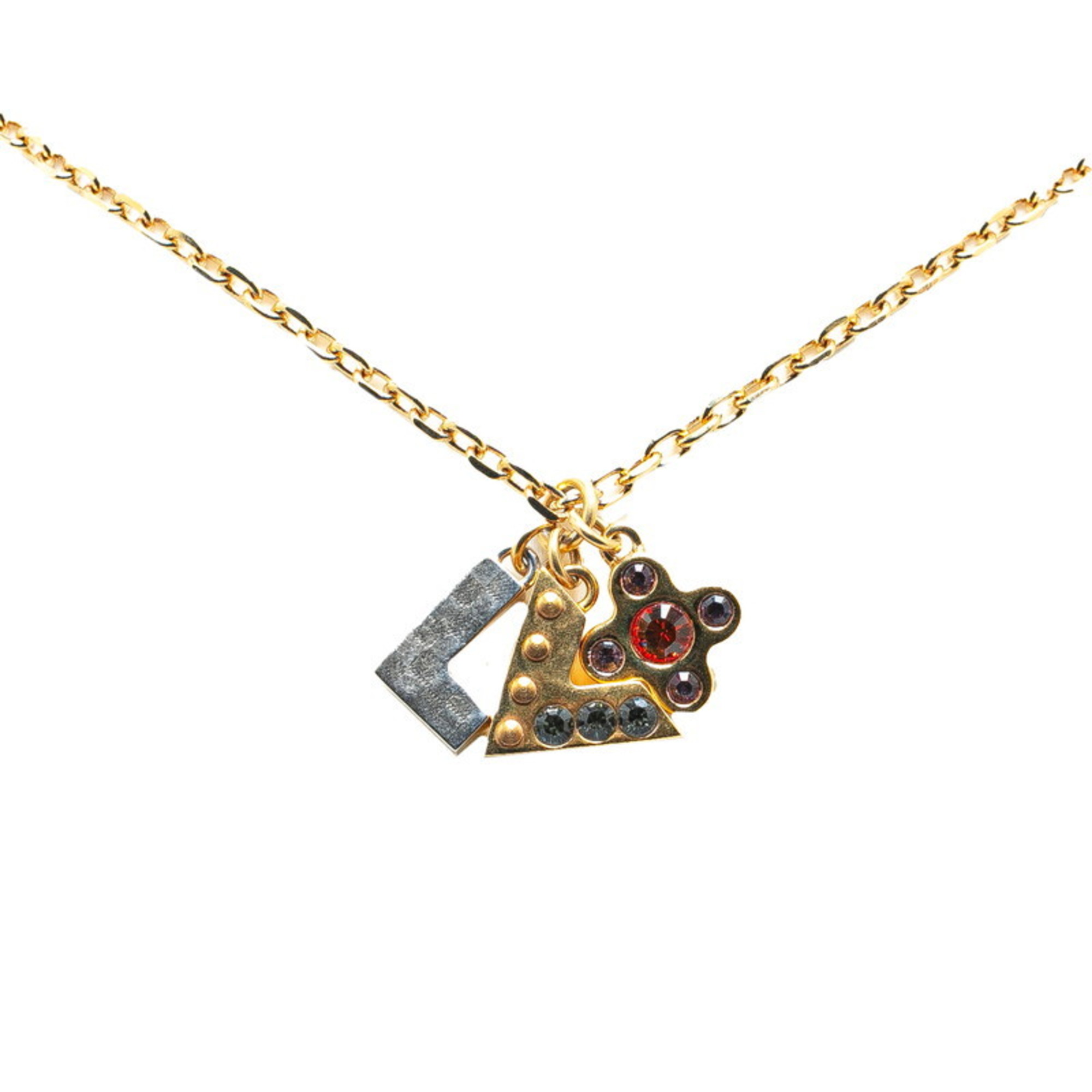 Louis Vuitton Pendant Love Letters Necklace M75421 Gold Silver Plated Women's LOUIS VUITTON