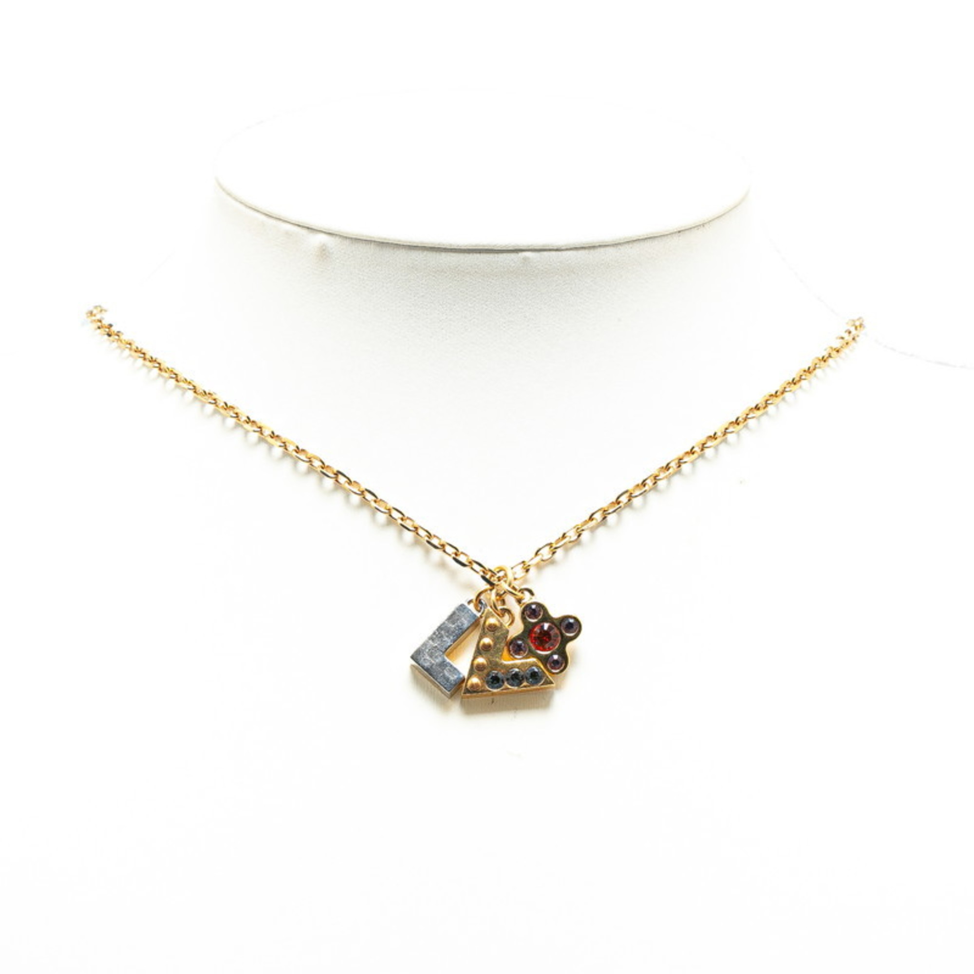 Louis Vuitton Pendant Love Letters Necklace M75421 Gold Silver Plated Women's LOUIS VUITTON