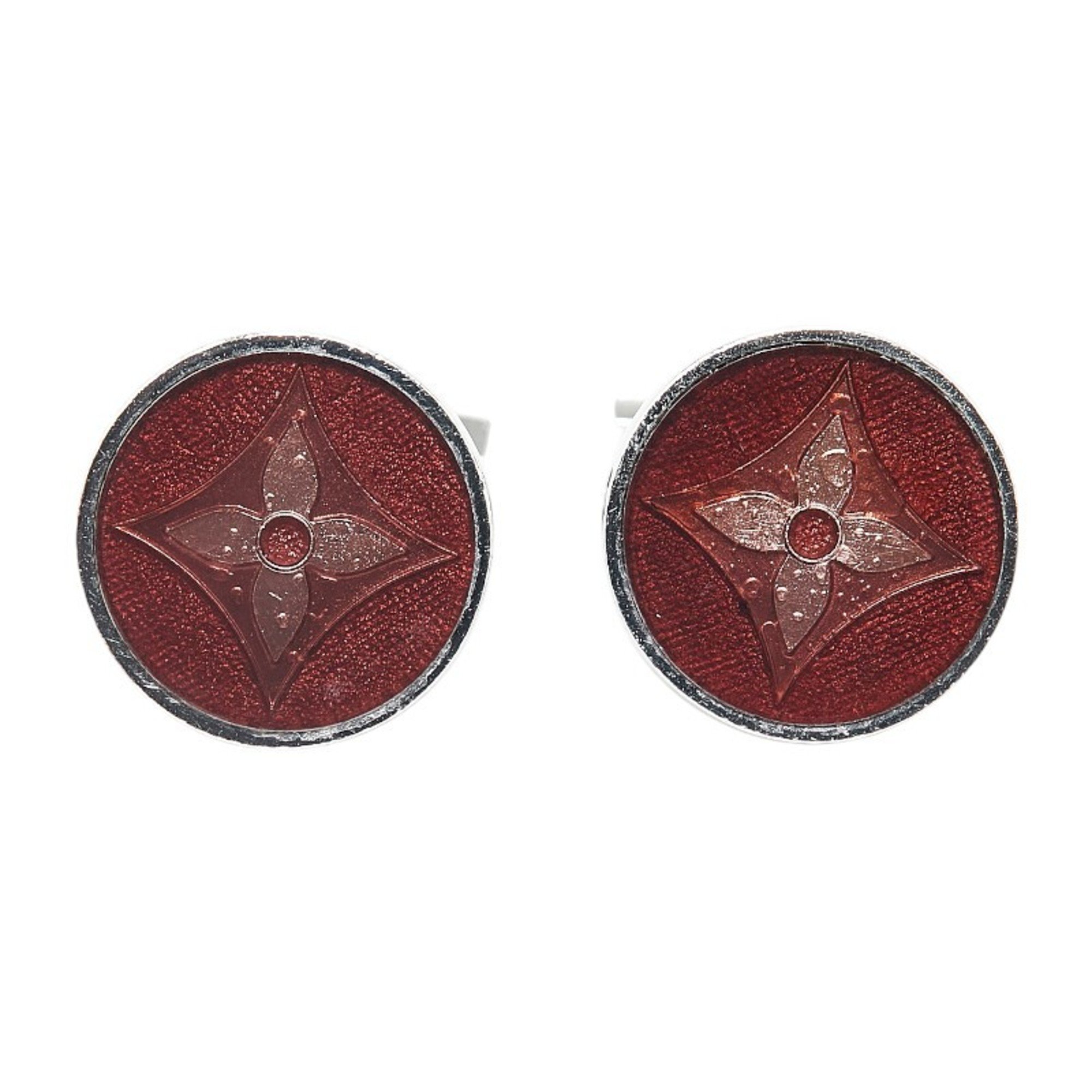 Louis Vuitton Bouton de Manchette Fleur Cufflinks M64482 Silver Brown SV925 Women's LOUIS VUITTON