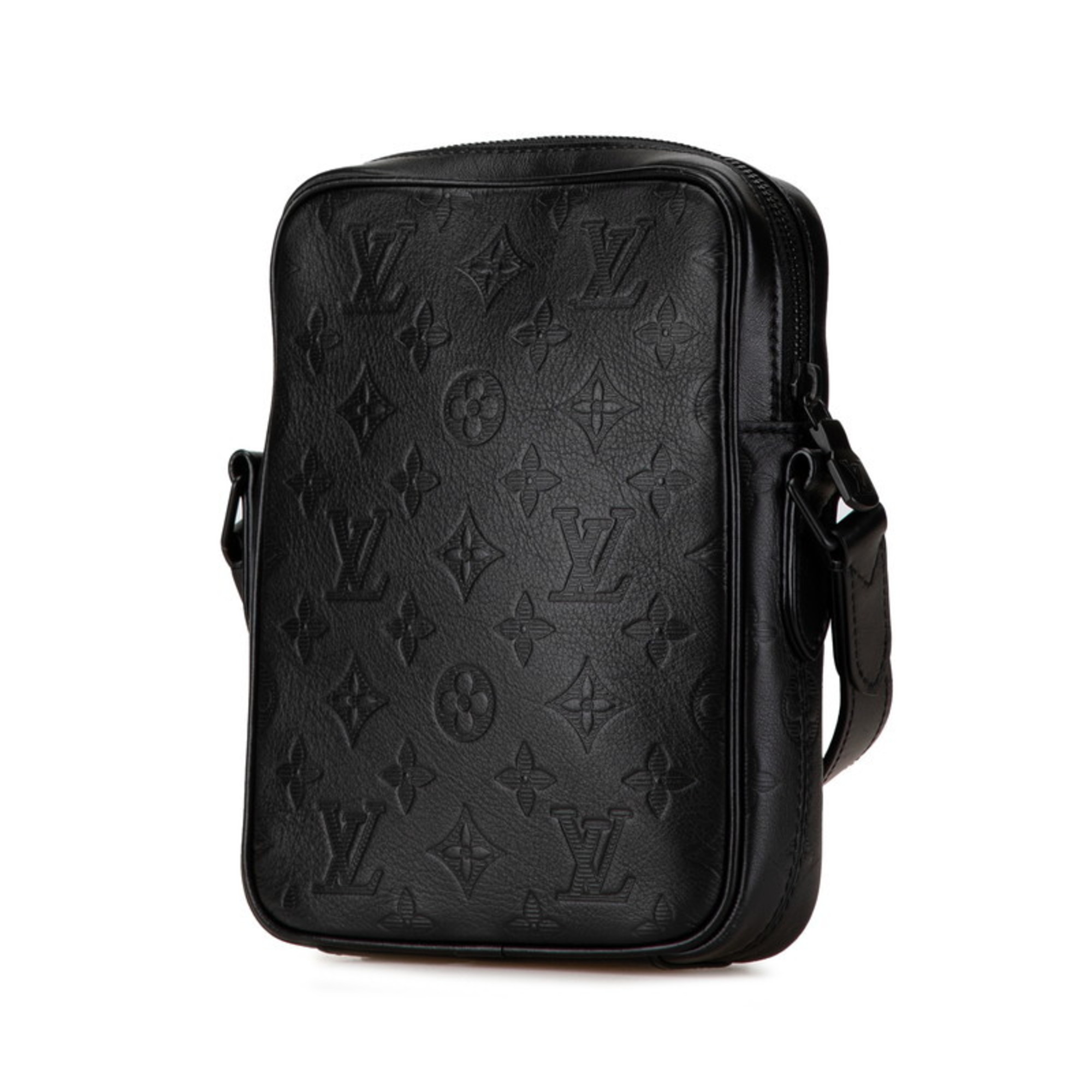 Louis Vuitton Monogram Shadow Danube PM Shoulder Bag M43681 Noir Black Leather Men's LOUIS VUITTON