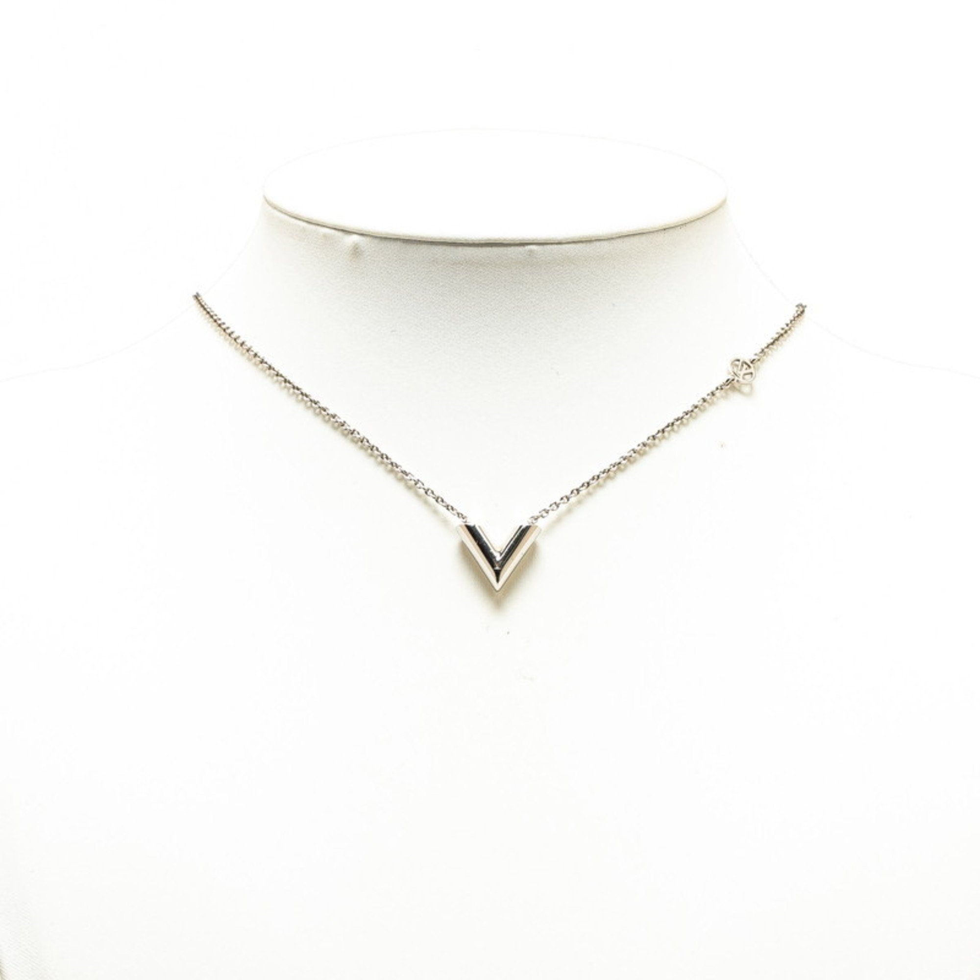 Louis Vuitton Essential V Necklace M63197 Silver Metal Women's LOUIS VUITTON