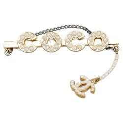 Chanel COCO Mark Chain Brooch Plated Fake Pearl Women's CHANEL