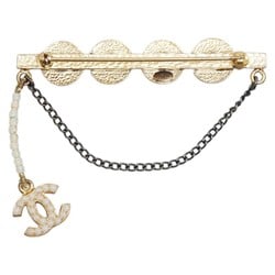 Chanel COCO Mark Chain Brooch Plated Fake Pearl Women's CHANEL