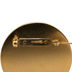 CHANEL Cambon Coco Mark Brooch Gold Red Plated Women's