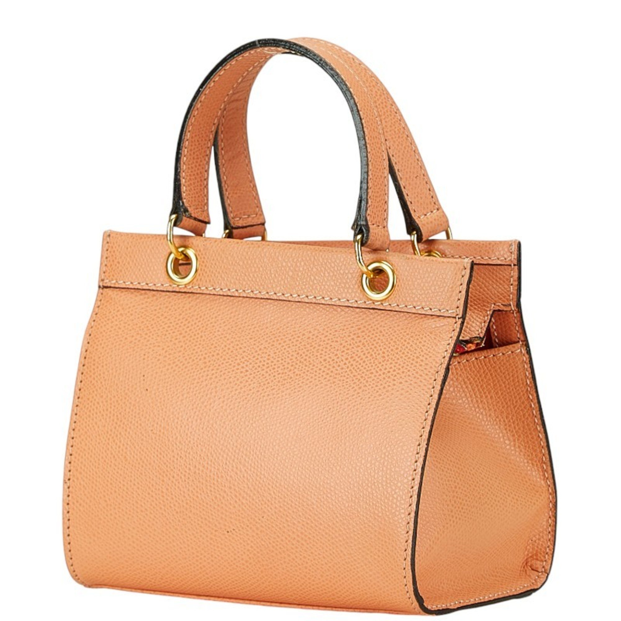 CELINE Circle Tote Handbag Orange Leather Women's