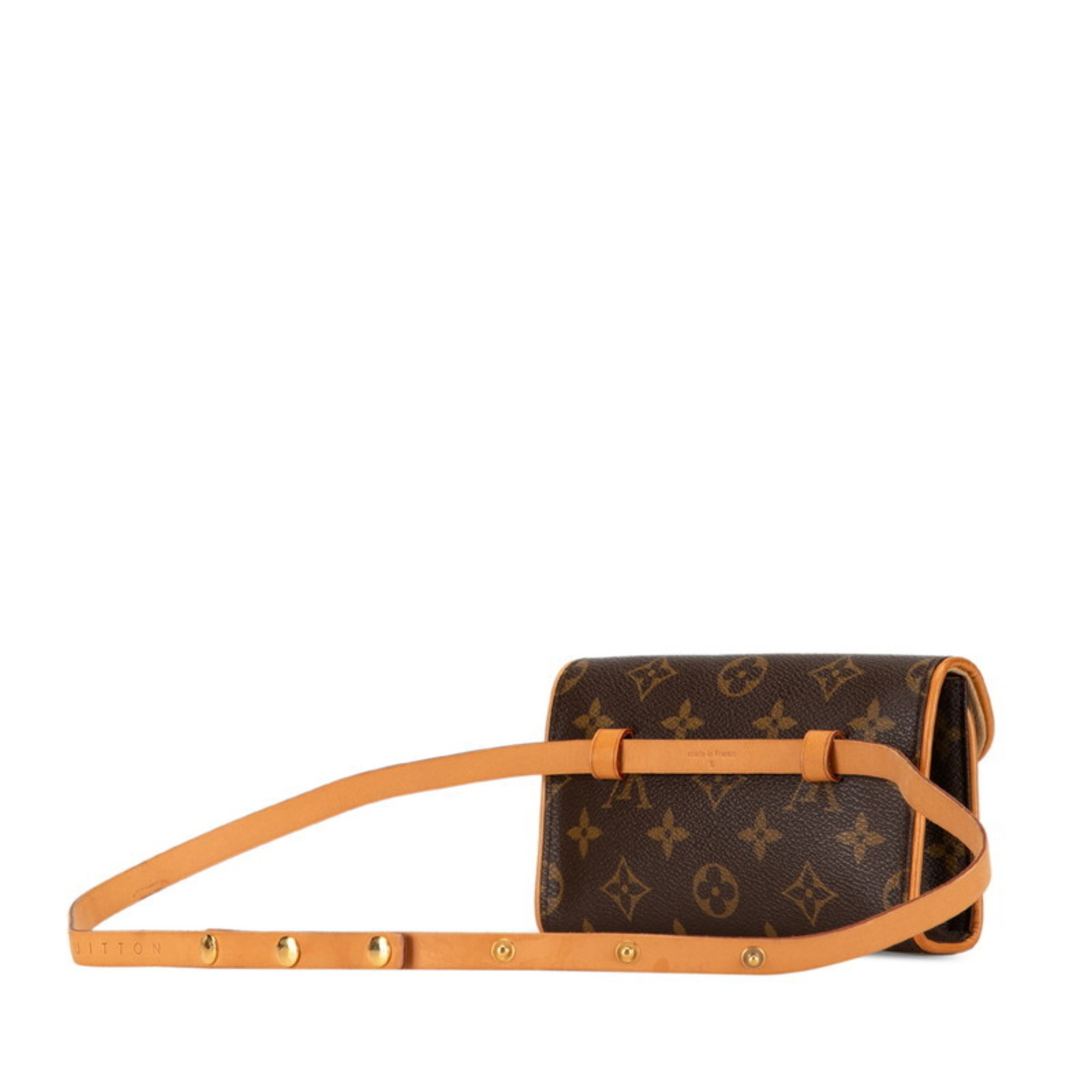 Louis Vuitton Monogram Pochette Florentine Body Bag Waist Shoulder M51855 Brown PVC Leather Women's LOUIS VUITTON