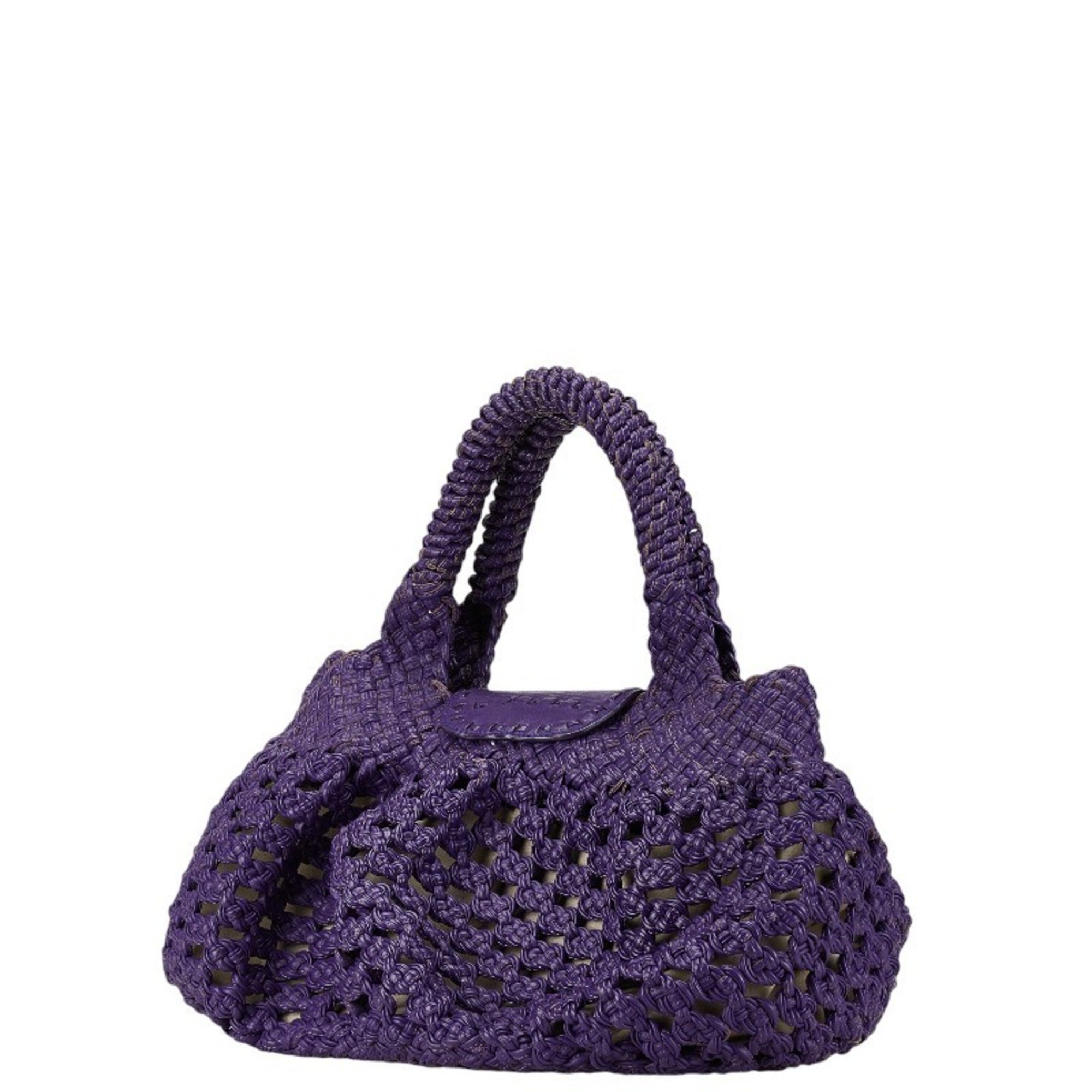 Salvatore Ferragamo Gancini handbag tote bag purple raffia women's