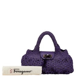 Salvatore Ferragamo Gancini handbag tote bag purple raffia women's