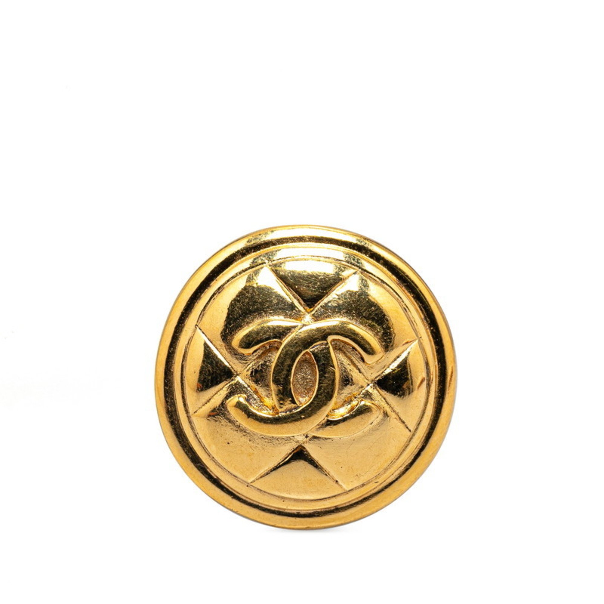 Chanel Matelasse Coco Mark Brooch Gold Plated Women's CHANEL