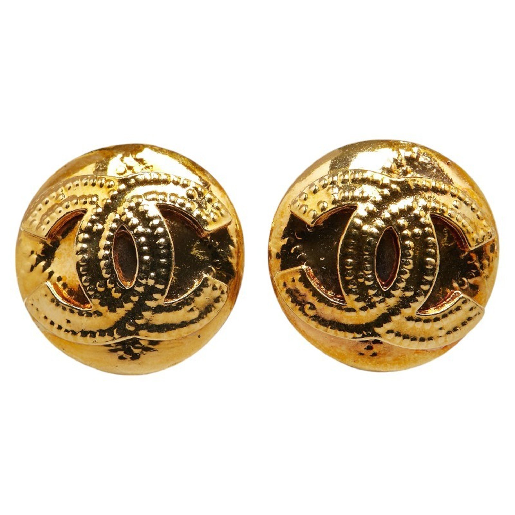 Chanel Coco Mark Earrings Gold Plated Women's CHANEL