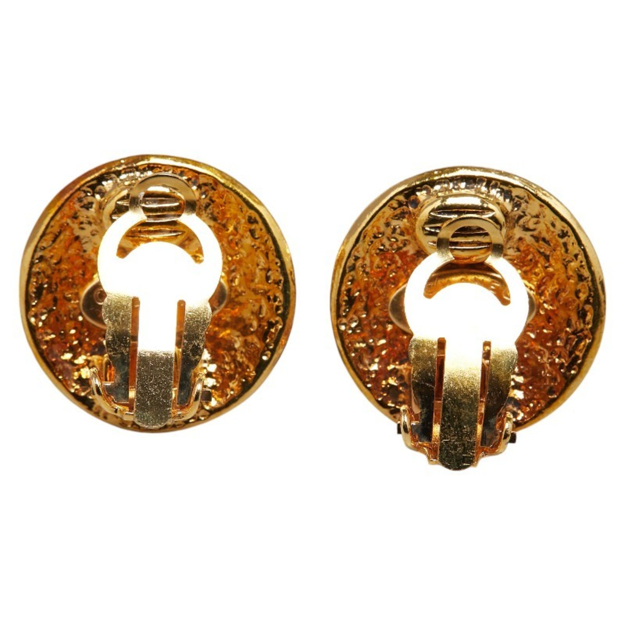 Chanel Coco Mark Earrings Gold Plated Women's CHANEL