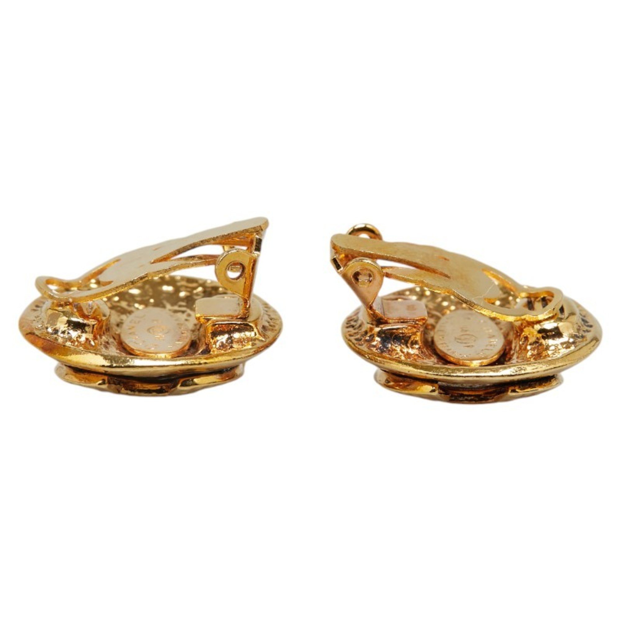 Chanel Coco Mark Earrings Gold Plated Women's CHANEL