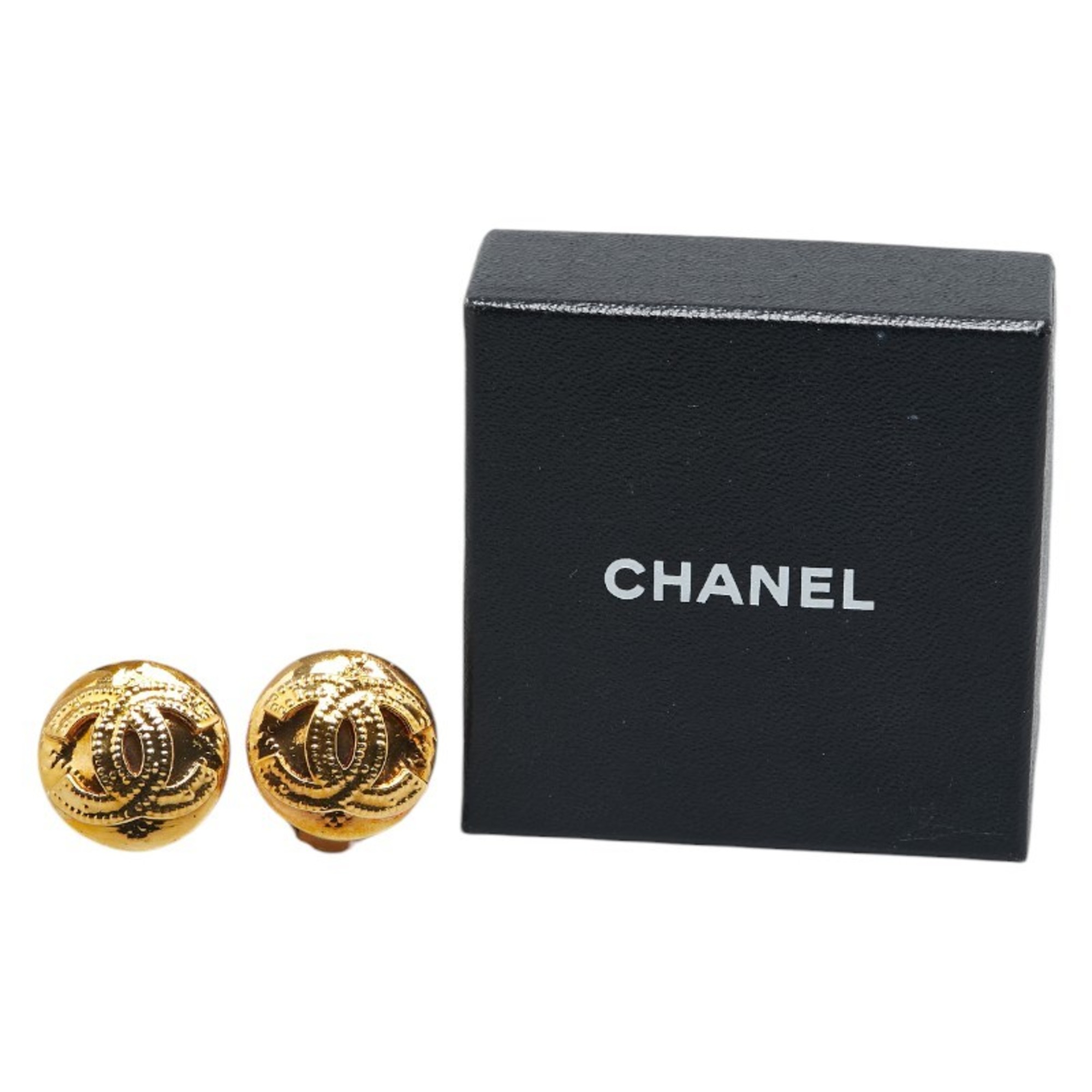 Chanel Coco Mark Earrings Gold Plated Women's CHANEL