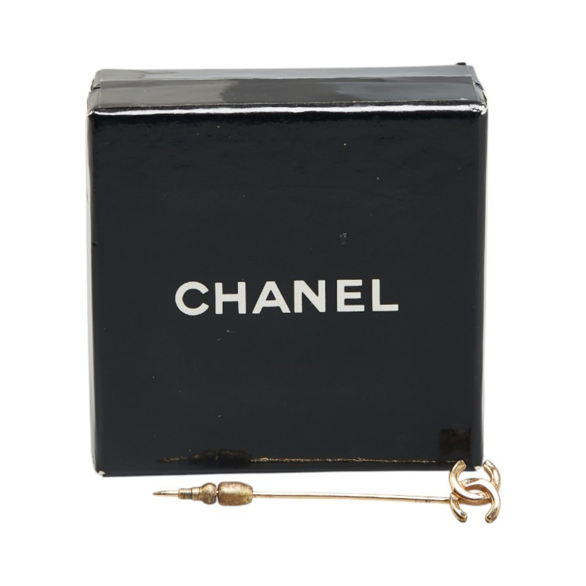 Chanel Coco Mark Pin Brooch Gold Plated Women's CHANEL