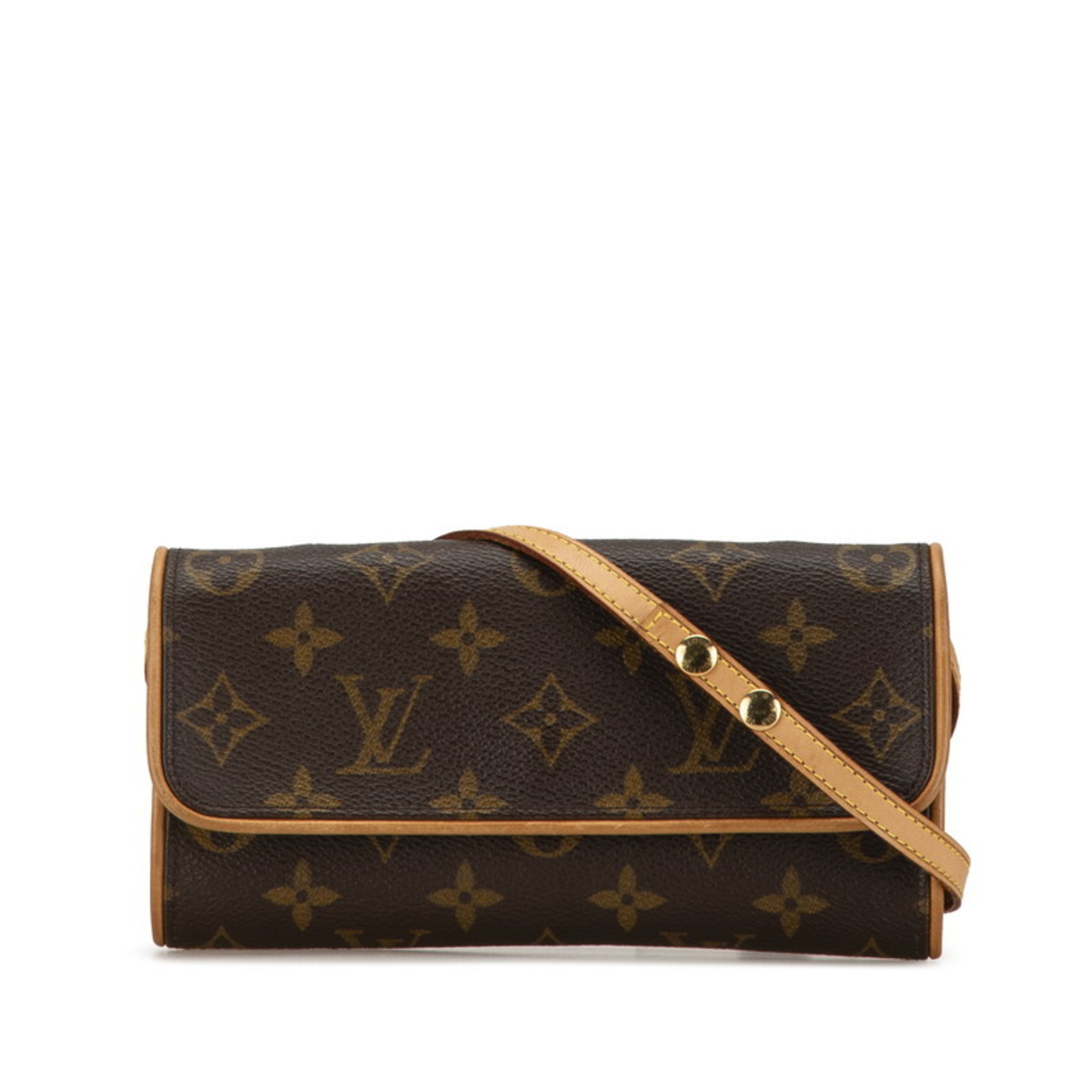 Louis Vuitton Monogram Pochette Twin PM Shoulder Bag M51854 Brown PVC Leather Women's LOUIS VUITTON