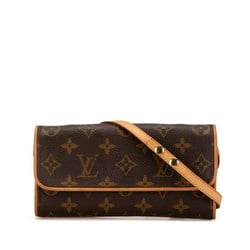 Louis Vuitton Monogram Pochette Twin PM Shoulder Bag M51854 Brown PVC Leather Women's LOUIS VUITTON