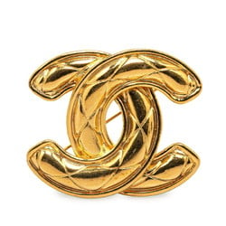 Chanel Matelasse Coco Mark Brooch Gold Plated Women's CHANEL