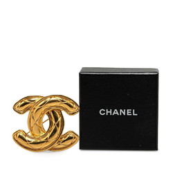 Chanel Matelasse Coco Mark Brooch Gold Plated Women's CHANEL