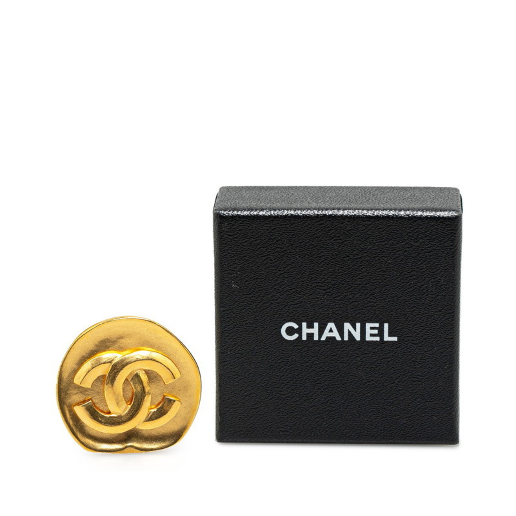 Chanel Coco Mark Brooch Gold Plated Women's CHANEL