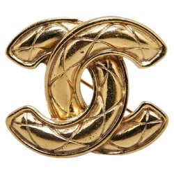 Chanel Matelasse Coco Mark Brooch Gold Plated Women's CHANEL