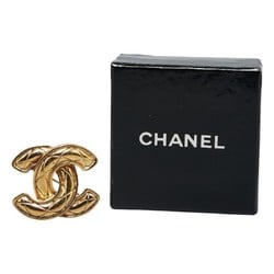 Chanel Matelasse Coco Mark Brooch Gold Plated Women's CHANEL