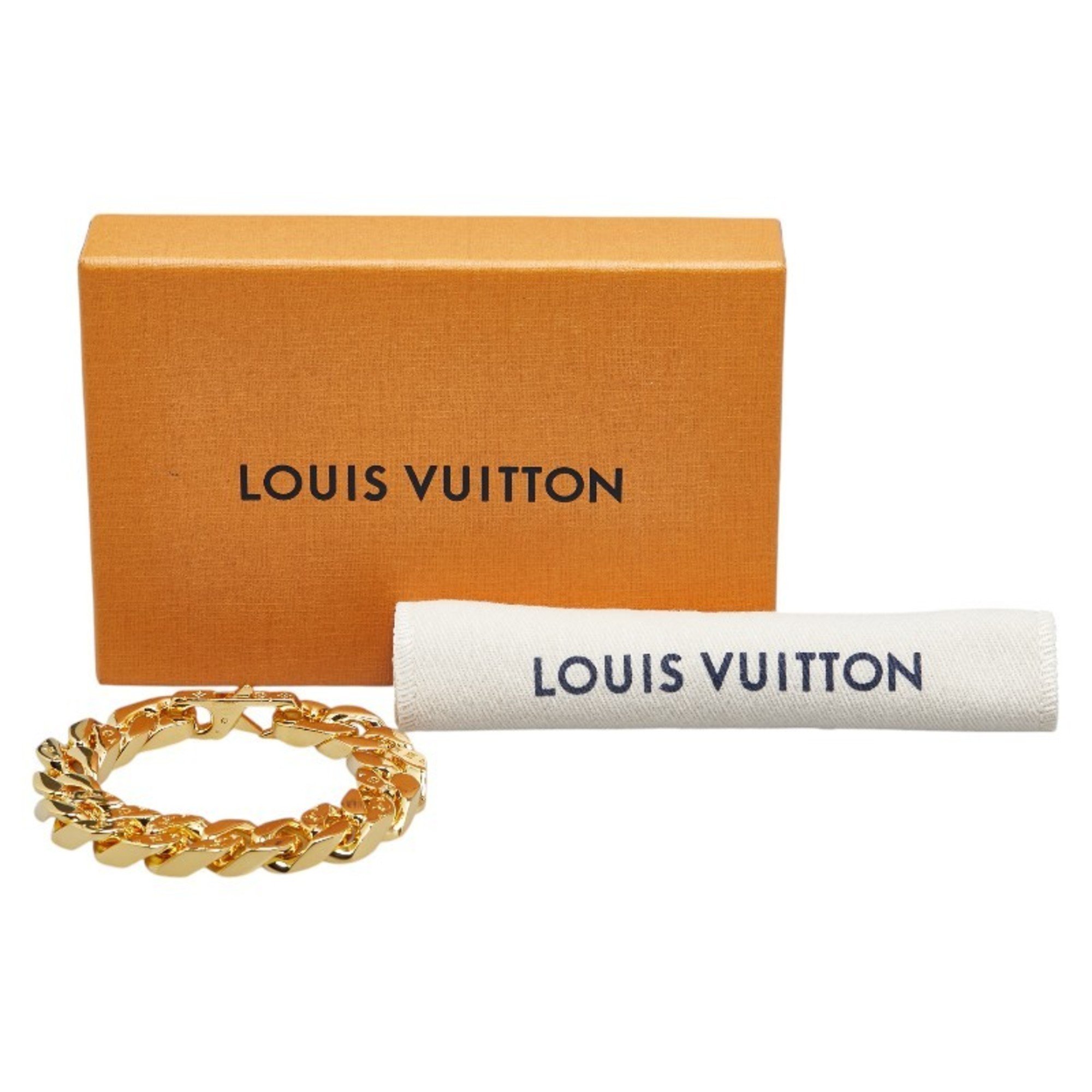 Louis Vuitton Monogram Chain Link Bracelet M00305 Gold Plated Women's LOUIS VUITTON