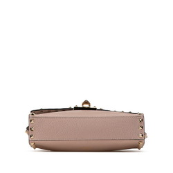 Valentino Rockstud Shoulder Bag Pink Leather Women's