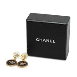 Chanel Coco Mark Star Motif Earrings Gold Black Plated Plastic Women's CHANEL