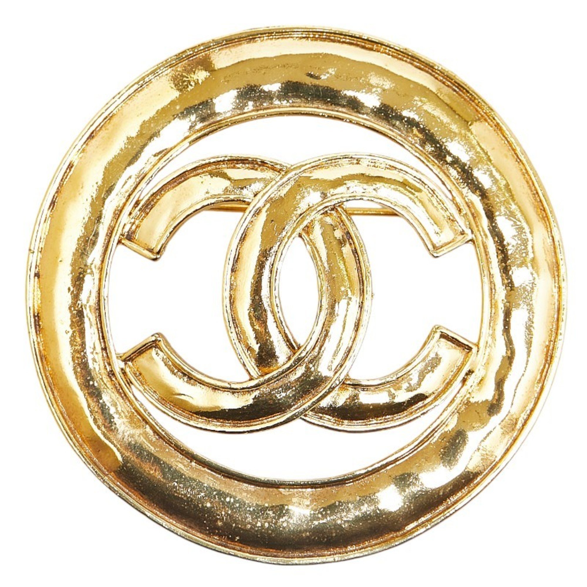 Chanel Coco Mark Brooch Gold Plated Women's CHANEL