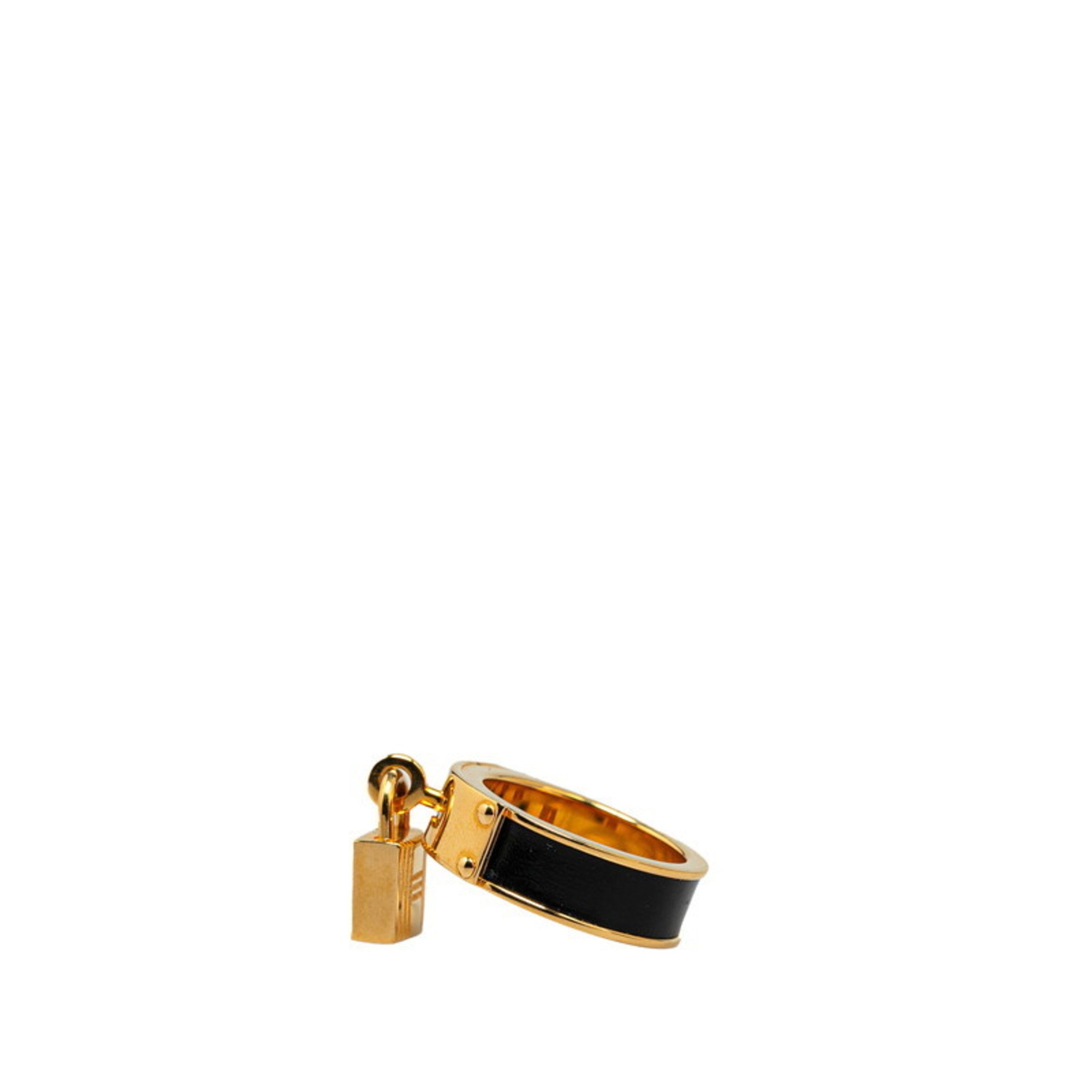 Hermes Kelly Cadena Key Scarf Ring Gold Black Plated Women's HERMES