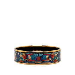 Hermes enamel GM cloisonné primitive man bangle bracelet gold blue plating ladies HERMES