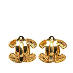 Chanel Coco Mark Matelasse Earrings Gold Plated Women's CHANEL