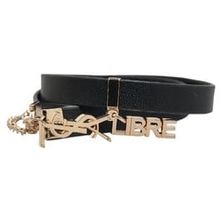 YSL LIBRE Bracelet Black Gold Leather Plated Women's SAINT LAURENT