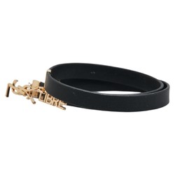 YSL LIBRE Bracelet Black Gold Leather Plated Women's SAINT LAURENT