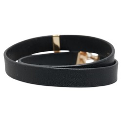 YSL LIBRE Bracelet Black Gold Leather Plated Women's SAINT LAURENT