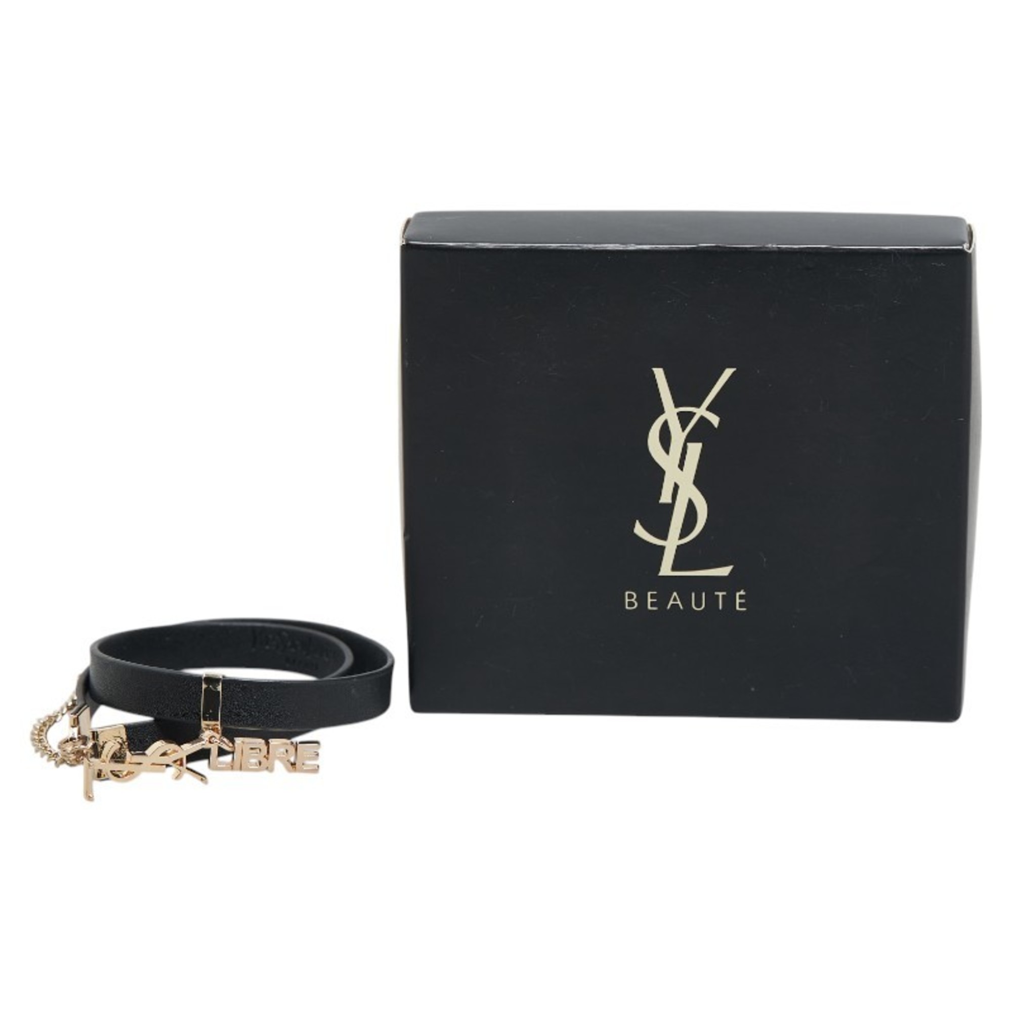 YSL LIBRE Bracelet Black Gold Leather Plated Women's SAINT LAURENT