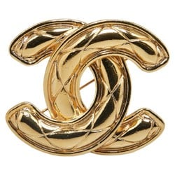 Chanel Matelasse Coco Mark Brooch Gold Plated Women's CHANEL